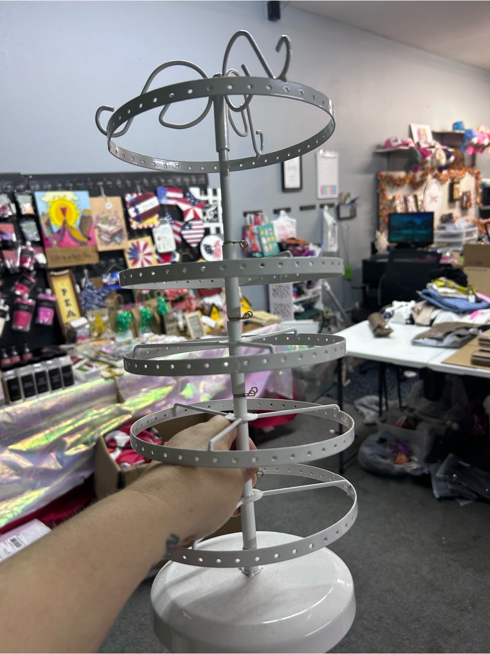 White Multi-Tier earring Organizer Stand
